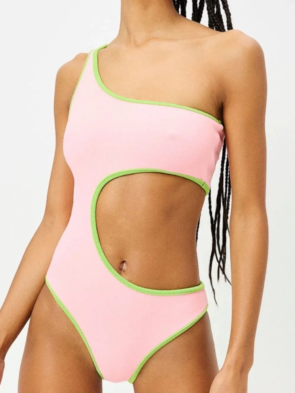 New! Frankie's Bikinis Cash terry Pink One-Piece swimsuit 39325